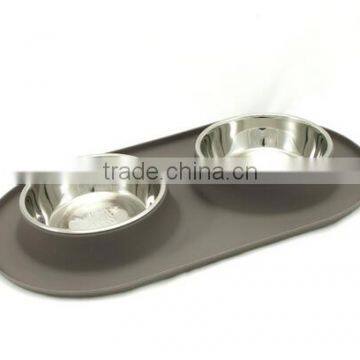 Medium Stainless Steel Double Dog Feeder With Non-Slip Silicone Base photo-6