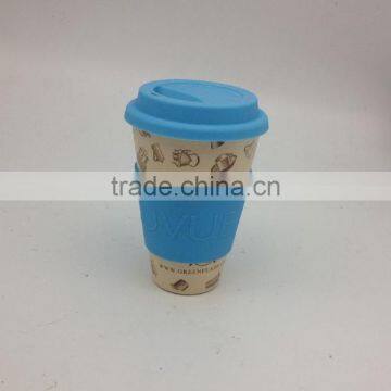 Best Selling Biodegradable Bamboo Fiber Coffee Cup With Sleeve and Lid photo-4
