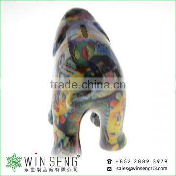 Hot Decoration Hand Painted OEM Art Decor Cute Novelty Ceramic Elephant Piggy Bank photo-3