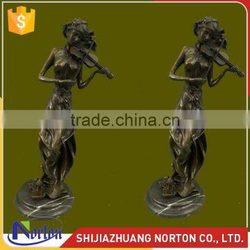 Life size bronze beautiful gril playing violin sculpture NTBH-050LI