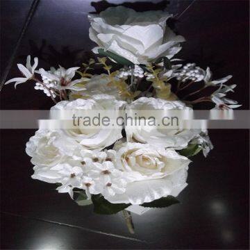 SJ20170029 White Real Touch Silk Flower Rose Bud