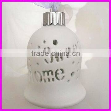 Ceramic Christmas Bell With LED Light Hollow Design for Home Decoration photo-4
