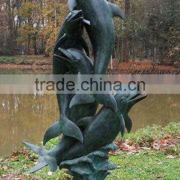 Outdoor Bronze Dolphin Sculpture Decorative Water Fountains photo-3
