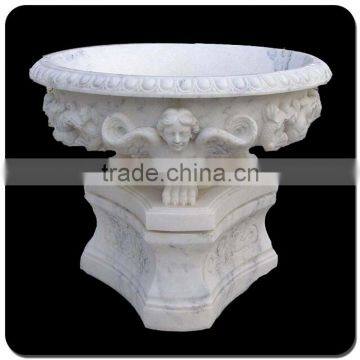 Cheap garden decor carving woman plowerpot stone flowerpot