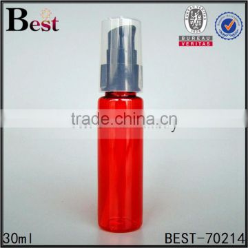 hot products fancy high quality translucent red 30ml pet bottle pump plastic bottle pet for cosmetic face care lotion