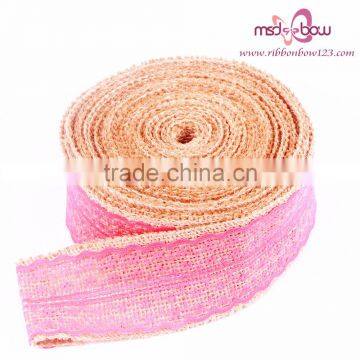 High Quality Wire Ribbon Natural Jute Ribbon With Lace Burlap Ribbon for Sale photo-4