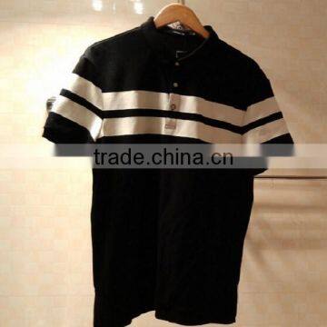 High quality polo brand black combination white stripe polo orginal price for famou brand polo shirt