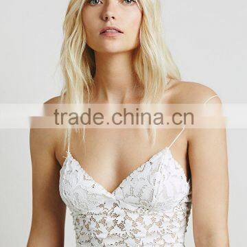 Sexy White Lace Hollow Out Condole Belt Vest