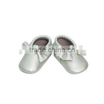 Wholesale baby shoes 100% genuine leather baby moccasins with knot bow