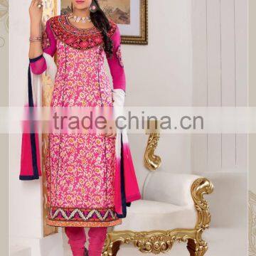 Cotton Jacquard ReadyMade Suits With Designer Pink Top Plain Bottom+Pink&White Dupatta/tuxedo suits/indian ladies suits fancy sa