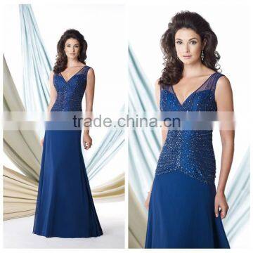 navy blue chiffon long new ladies fashion dress 2014 design