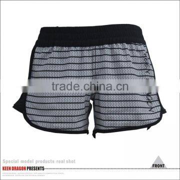 Dark Grey Strip Female Running Shorts Zip Style Mma Shorts photo-2