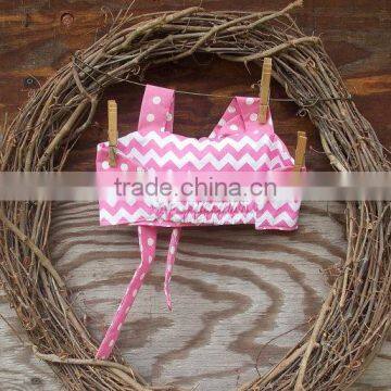 Fancy Chevron Swimsuit Pink Clothing Set Polka Dot Strapes Girl Summer Swim Wear photo-2