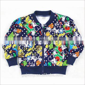 Long Sleeve Cute Animals Print Graffiti Winter Pocket Outwear Boys Fancy Child Jacket