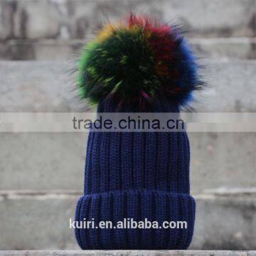 Wholesale Beanie Hats With Raccoon Fur Ball for Lady photo-5