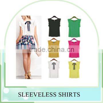 Manufacture Woman Chiffon polyester Blouse shirts Sleeveles Sexy Casual Tops Clothings