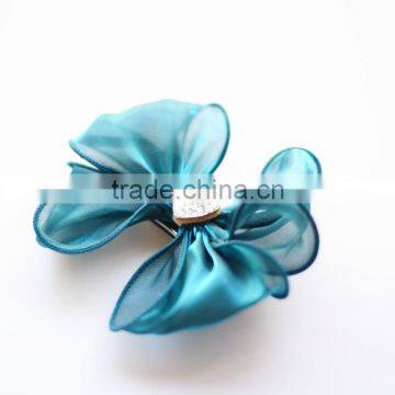 S17170A Wholesale Colorful Girl Kids Baby Handmade Organza Bow Hair Clips photo-6
