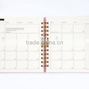 2017 Full Color Spiral Notebook Custom Hardcover Diary Planner With Gold Wire photo-4