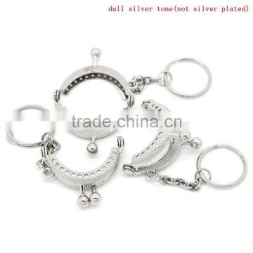 Metal Frame Kiss Clasp Arch For Purse Bag Silver Tone Ball Key Chain 4x3.5cm(Open:6.2x4cm),5Pc,Hottest