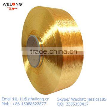 Colored FDY Poly Filament Yarn 450D/144F golden color