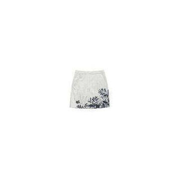 White Flower Print Ladies Casual Skirts / Summer Girls Short Skirt