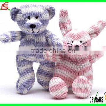 LE C1554 knitted bear and cat toy organic cotton animal toy