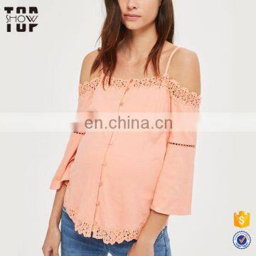 Hot selling maternity tops latest hot sexy boobs in blouse cold shoulder tops