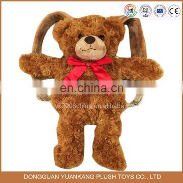 custom soft teddy bear shaped plush backpacks for school