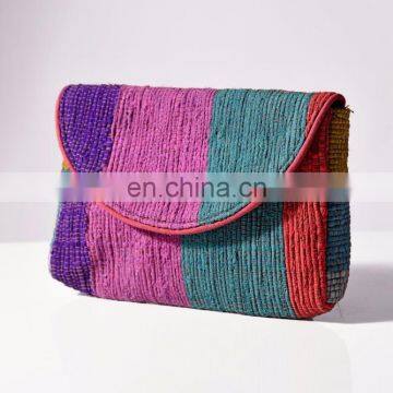 Indian Lastest Cotton Chindi Stripe Shoulder Clutch Bag Hippie Throw Sling Women Purse photo-4