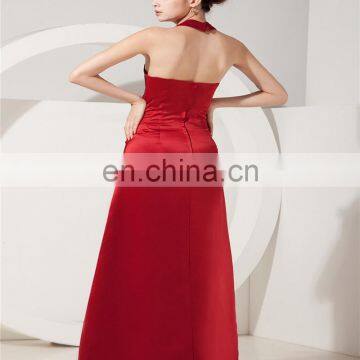 Sexy Halter Sleeveless Evening Gowns Backless Floor Length Zipper Ruched Mother Of The Bride Dress photo-4