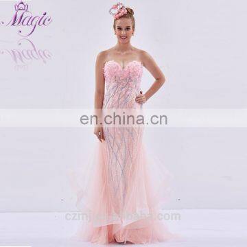 New Arrival Design High Quality Wholesale Sequin Beaded Long Pink Design Your Own Prom dress With Flower