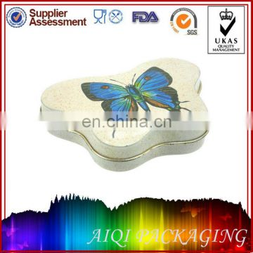 top quality irregular butterfly shaped gift tin box