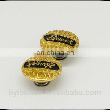 high end button with special finish, thick antique brass metal zinc alloy button for jeans