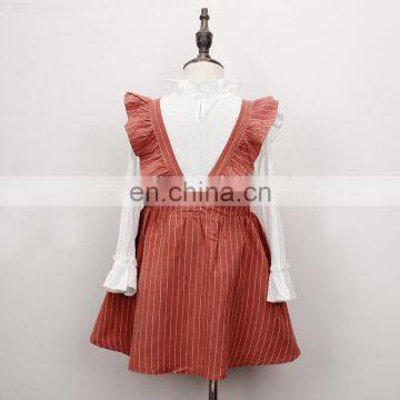 RTS Girl Kids Olive Stripe Ruffle Skirt Suspender Skirt Vintage Skirt photo-4