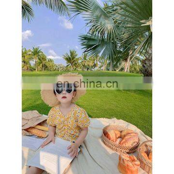 X1664/Custom Kids Fresh Sun Hats Summer New Design Korean Fashion Beach Straw Hat photo-3