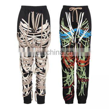 Good Quality Personalized 2020 Ball new fashion 3D color pants contrast color splicing tie strap pants