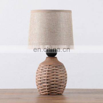 European Style Antique Ceramic Table Lamp and Ratton Pattern Desk Lamp photo-2