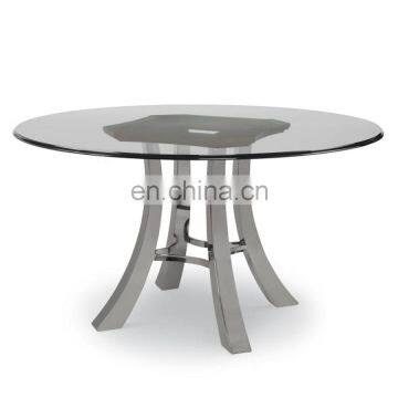 Factory Price High Quality Round Tempered Glass Table Top For Modern Stainless Steel Base With CE/ISO/BS