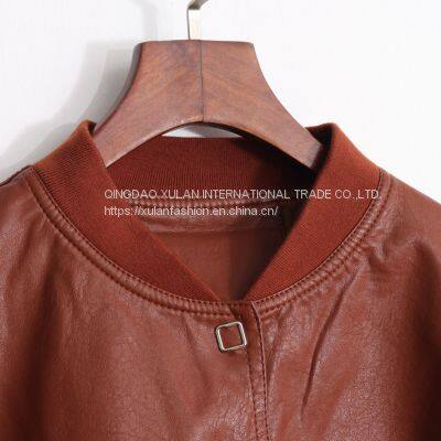 HOT SALE 2021 NEW FASHION LADIES FAUX ECO PU LEATHER LEISURE JACKET photo-3