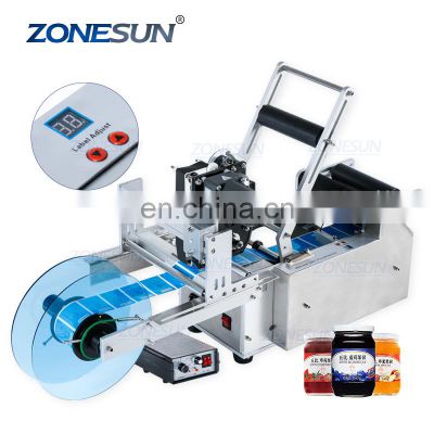 ZONESUN TB-50D Semi Automatic Glass Ampoule Vial Tin Can Plastic Round Bottle Labeling Machine Label Coder Machine