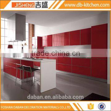 Ready made custom red lacquer modular kitchen cabinet