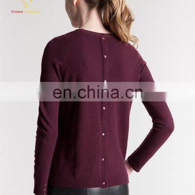 Ladies Fashion Cashmere Knit Sweater Button Back Design Sweater photo-2