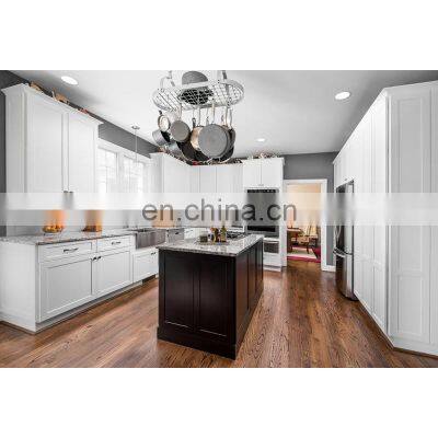 North American Modern Oak Solid Wood Kitchen Furniture Pantry Storage Island White Kitchen Cabinets