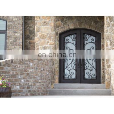 House decorative eyebrow top double entry rod wrought iron door