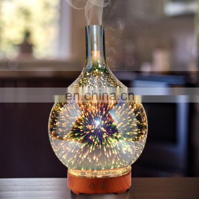 3 D effect with Fire working No noise electric aroma diffuser glass bottle