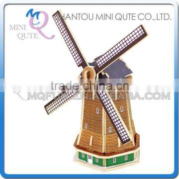 Mini Qute 3D Wooden Puzzle Dutch windmill world architecture famous building Adult kids model educational toys gift NO.MJ208