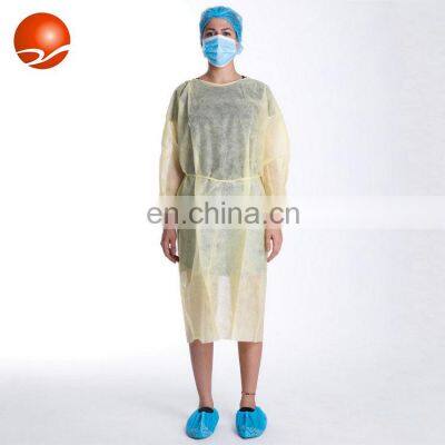 Disposable AAMI Level 2 Yellow Isolation Gown for Patient Hospital Gown