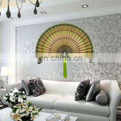 Hot Selling Green Hand Woven Bamboo Fan Wall Hanging With Tassels High Quality Cheap Wholesale Made in Vietnam