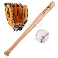 Wooden Baseball Bat Set with Glove Bal