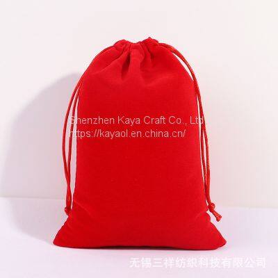 Custom Flannel Drawstring Bags Jewelry Pouches With String photo-5